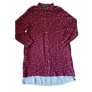 Gracila Cotton Floral Tunic Dress SZ XL Long Sleeve Ditsy Cottagecore Grannycore